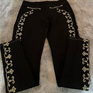Double D Ranch Black Pants with Cream Embroidery